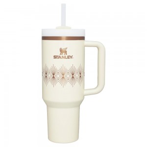 Cream Stanley Deco Collection Quencher H2.0 FlowState™ | 40 OZ Tumbler | 02431ZJMD