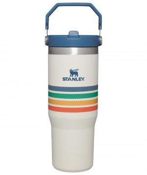 Cream Stripes Stanley The Varsity Iceflow™ Flip Straw Tumbler | 30 OZ Water Bottles | 29546QLCD