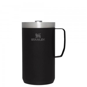 Matte Black Stanley The Stay-Hot Camp | 24 OZ Mugs | 32695DAKF