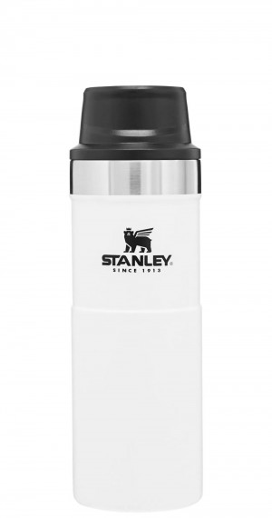 White Stanley Classic Trigger Action Travel Insulated Coffee Tumbler | 16 OZ Mugs | 41035OQMS