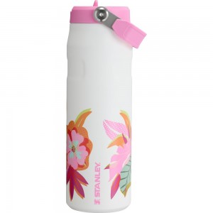 White Stanley The Mother’s Day IceFlow™ Bottle with Flip Straw Lid | 24 OZ Water Bottles | 50297KYVW